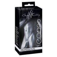   Pénisz- és heregyűrű szett, Bad Kitty, Set of 5 Metal Rings, 5 darab, belső átmérők 3,1–5,1 cm, ezüst, karbonacél, vízálló