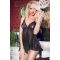 Babydoll és tanga, Chilirose, CR 4194, L/XL, fekete, poliészter, kétrészes szexi szett, erotikus hálóruha