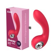   G-pont vibrátor, Chisa Novelties, Kissen Sharpy, 16-20 cm, piros, akkumulátoros, vízálló, szilikon, kétmotoros, 10 rezgési és 10 kopogtató mód