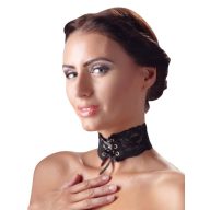  Csipke choker nyakpánt, Cottelli Collection, Choker Lace, 31-35 cm, fekete, széles, állítható, csipkés, fűzős, poliészter