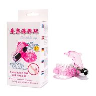   Vibrátoros péniszgyűrű, Loverzzz, Cock Ring With Bullet Vibrator 2, 4,5–4,9 cm átmérő, rózsaszín, 10 funkciós, csiklóizgatós, TPR, elemes, 3x LR44