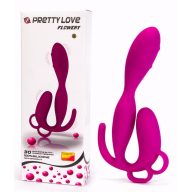   Multifunkcionális vibrátor, Pretty Love, Flowery 1, 6–10 cm, lila, szilikon, g-pontos, 30 rezgési mód, hármas stimuláció, biztonságos fogó