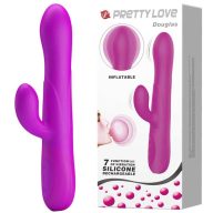   Multifunkcionális vibrátor, Pretty Love, Douglas, 21–25 cm, lila, szilikon, g-pontos, csiklóizgatós, 7 funkciós, felfújható fej, akkumulátoros