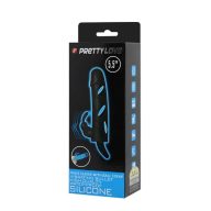   Péniszköpeny, Pretty Love, Penis Sleeve With Ball Strap, 11-15 cm, fekete, vibrátoros, szilikon, kétágú, herepánttal, 3x LR41 elemes
