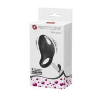   Vibrátoros péniszgyűrű, Pretty Love, Heloise, 4,5–4,9 cm átmérő, fekete, akkumulátoros, 7 rezgési mód, csiklóizgatós, gyémánt mintás, ABS