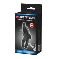   Vibrátoros péniszgyűrű, Pretty Love, Vibrant Penis Ring, 11-15 cm, fekete, 10 rezgési mód, szilikon, csiklóizgató kialakítás, elemes (1x AAA)