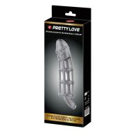   Péniszköpeny, Pretty Love, Penis Sleeve With Ball Strap, 16–20 cm, fehér, szilikon, heregyűrűs, vízálló, késleltető, újrahasználható