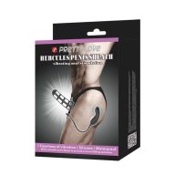   Péniszköpeny, Pretty Love, Hercules Penis Sheath II, 31–35 cm, fekete, vibrátoros, akkumulátoros, csiklóizgatóval, hosszabbító hatású