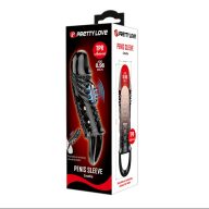   Péniszköpeny, Pretty Love, Cecilia, 16–20 cm, 4,5–4,9 cm átmérő, fekete, vibrátoros, vízálló, TPR, érintkezésre aktiválódó, hosszabbító