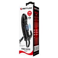   Péniszköpeny, Pretty Love, Sloane, 16–20 cm, fekete, vibrátoros, csiklóizgatóval, hosszabbító, vízálló, TPR
