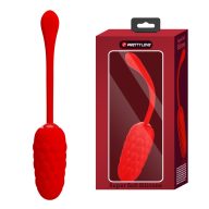   Mini vibrátor, Pretty Love, Marina Red, 6-10 cm, Ø 3,5-3,9 cm, piros, 12 mód, bordázott szilikon, akkumulátoros, vízálló, kihúzózsinórral