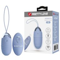  Bugyi vibrátor, Pretty Love, Jessica, 6-10 cm, kék, akkumulátoros, vízálló, távirányítós, szilikon, bordázott, 12 rezgésmód