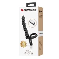   Péniszgyűrű 10 golyós anális gyöngysorral, Pretty Love, Dillion, 11–15 cm, Ø 4–4,4 cm, fekete, szilikon, vízálló, kettős behatolás