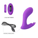 Nyuszis vibrátor, Pretty Love, Idabelle, 6–10 cm hossz, 3–3,4 cm átmérő, lila, szilikon, akkumulátoros, távirányítós, kétmotoros, 12 mód