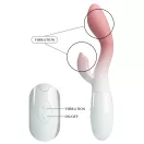 G-pont és csiklóvibrátor, Pretty Love, Brighty, 6-10 cm, rózsaszín/fehér, szilikon, vízálló, 30 funkciós, kétmotoros, rugalmas, elemes (2 x AAA)