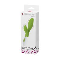   Vibrátor, Pretty Love, Owen, 16–20 cm, 3,5–3,9 cm, zöld, 30 rezgési mód, csiklóizgatós, G-pont stimuláció, vízálló, szilikon, 2 x AAA