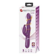   G-pontos vibrátor, Pretty Love, Laursen Purple II, 21–25 cm, lila, kétmotoros, nyuszis csiklóizgatóval, hullámzó funkció, szilikon, akkumulátoros