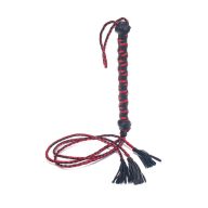   Flogger korbács, Devil Sticks, Three Tail Tassel, 76 cm, piros, bőr, háromfarkú, bojtos, könnyű, BDSM
