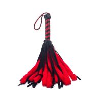   Flogger korbács, Devil Sticks, Mini Flogger, 46-50 cm, piros, bőr, többszálú, szexi, erotikus hangulatfokozó