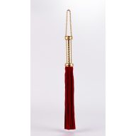   Korbács, Devil Sticks, Metallic Leather Handle & Suede Tails Red 18”, 46–50 cm, piros, műbőr, SM és fetish játékokhoz