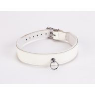   Nyakörv, Devil Sticks, Patent Leather with Lamb Leather Backing, 41–45 cm, 3–3,4 cm, fehér, műbőr