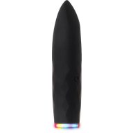   Mini vibrátor, Loverzzz, On The Spot, 6-10 cm, fekete, 7 rezgési mód, vízálló, szilikon, akkumulátoros, többszínű LED-es fény