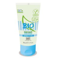   Vízbázisú síkosító, Hot, Bio Sensitive, 50 ml, natúr, vegán, aloe verás, karragénnel, óvszer- és szexjátékbarát, érzékeny bőrre, öko-tubus