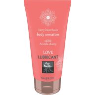   Vízbázisú síkosító, Shiatsu, Love Lubricant Edible, 75 ml, acerola cseresznye ízű, ehető, illatos, óvszerbarát, pároknak