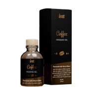   Ízesített masszázsgél, Intt, Massage Gel Coffee, 30 ml, natúr, kávé ízű, forrósító, ehető, üveg palackos, masszázshoz és orálhoz is