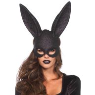   Nyuszimaszk, Leg Avenue, Glitter Masquerade Rabbit Mask, fekete, csillámos, PVC, erotikus fetish kiegészítő, kényelmes viselet bulikhoz
