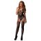 Cicaruha, Leg Avenue, Jacquard Net Bodystocking, One Size, fekete, poliamid