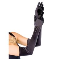   Extra hosszú szatén kesztyű, Leg Avenue, Extra Long Satin Gloves, One Size, fekete, fényes szatén, szexi, erotikus