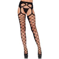  Hálós harisnya, Leg Avenue, Diamond Net Opaque Stockings, One Size, fekete, poliamid, átlátszatlan