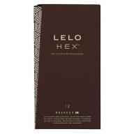   Óvszer, Lelo, HEX Respect XL, 12 darab, 19,5 cm, átlátszó, ultravékony 0,055 mm, latex, síkosított, méhsejtrácsos technológia, prémium minőség