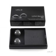   Gésa golyók, Lelo, Luna Beads Noir, 2,9 cm átmérő, 2 x 37 g, fekete, bőrbarát szilikon, vízálló, selymes felületű, belső súlyokkal, kegel intim torna erősítéséhez, diszkrét, kétgolyós