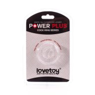   Péniszgyűrű, Lovetoy, Power Plus Cockring #5, 1,6–2,4 cm, színtelen, rugalmas TPE, vízálló, érdesített külső felület, hosszantartó erekcióhoz
