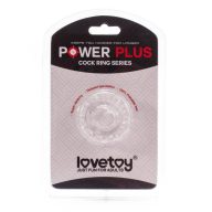   Péniszgyűrű, Lovetoy, Power Plus Cockring #6, 1,6–2,4 cm, színtelen, TPE, vízálló, érdesített külső