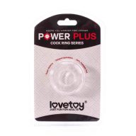   Péniszgyűrű, Lovetoy, Power Plus Cockring #8, 1,6–2,4 cm, színtelen, rugalmas TPE, érdesített, vízálló
