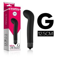   G-pont vibrátor, Lovetoy, iWhizz G, 11–15 cm (Ø 2,5–2,9 cm), fekete, elemes (1×AAA), ívelt, kompakt, bőrbarát ABS, egy rezgési mód