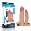 Péniszköpeny, Lovetoy, Add 1″ Vibrating Double Penis Sleeve, 16–20 cm, testszínű, vibrátoros, dupla anál dildóval, 3 x AG13 elemes, TPE/TPR