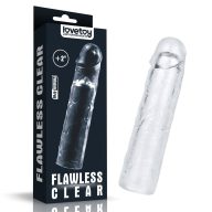   Péniszköpeny, Lovetoy, Flawless Clear Add 2'', 16-20 cm, színtelen, teljes péniszt befedő, hosszabbító (+5 cm), vízálló, rugalmas TPR