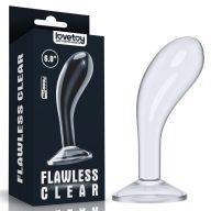   Prosztata masszírozó, Lovetoy, Flawless Clear, 15 cm, átlátszó TPE, tapadókorongos, vízálló, anatómiai ív, vízbázisú síkosítóhoz