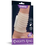   Vibrátoros péniszgyűrű, Lovetoy, Vibrating Spiral Knights Ring I, 6–10 cm, 4,5–4,9 cm átmérő, fehér, TPE, elemes (1 x CR2032), spirál mintás