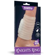   Vibrátoros péniszgyűrű, Lovetoy, Spiral Knights Ring IV, 4,5–4,9 cm, fehér, 1 sebességes, elemes (1 x CR2032), spirál kialakítás, TPE, rugalmas