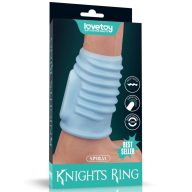   Vibrátoros péniszgyűrű, Lovetoy, Spiral Knights Ring, 4,5–4,9 cm, kék, egysebességes, elemes (1x CR2032), rugalmas TPE, spirálmintás