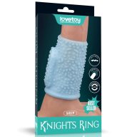   Vibrátoros péniszgyűrű, Lovetoy, Vibrating Drip Knights Ring, 6–10 cm, átmérő 4,5–4,9 cm, kék, TPE, elemes (1×CR2032), 1 sebességes