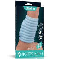   Vibrátoros péniszgyűrű, Lovetoy, Vibrating Wave Knights Ring, 6-10 cm, átmérő 4,5-4,9 cm, kék, rugalmas TPE, 1 sebesség, elemes (1 x CR2032)