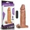 Vibrátoros péniszköpeny, Lovetoy, Pleasure X-Tender #3, 16-20 cm, átmérő 4-4,4 cm, barna, heregyűrűs, elemes (3 x AG13), TPE