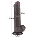 Élethű dildó, Lovetoy, Sliding Skin Dual Layer Dong III, 20 cm, fekete, tapadókorongos, herékkel, dupla rétegű, csúszó bőr, bőrszerű TPE