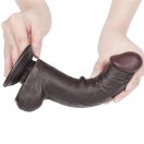 Élethű dildó, Lovetoy, Sliding Skin Dual Layer Dong III, 20 cm, fekete, tapadókorongos, herékkel, dupla rétegű, csúszó bőr, bőrszerű TPE